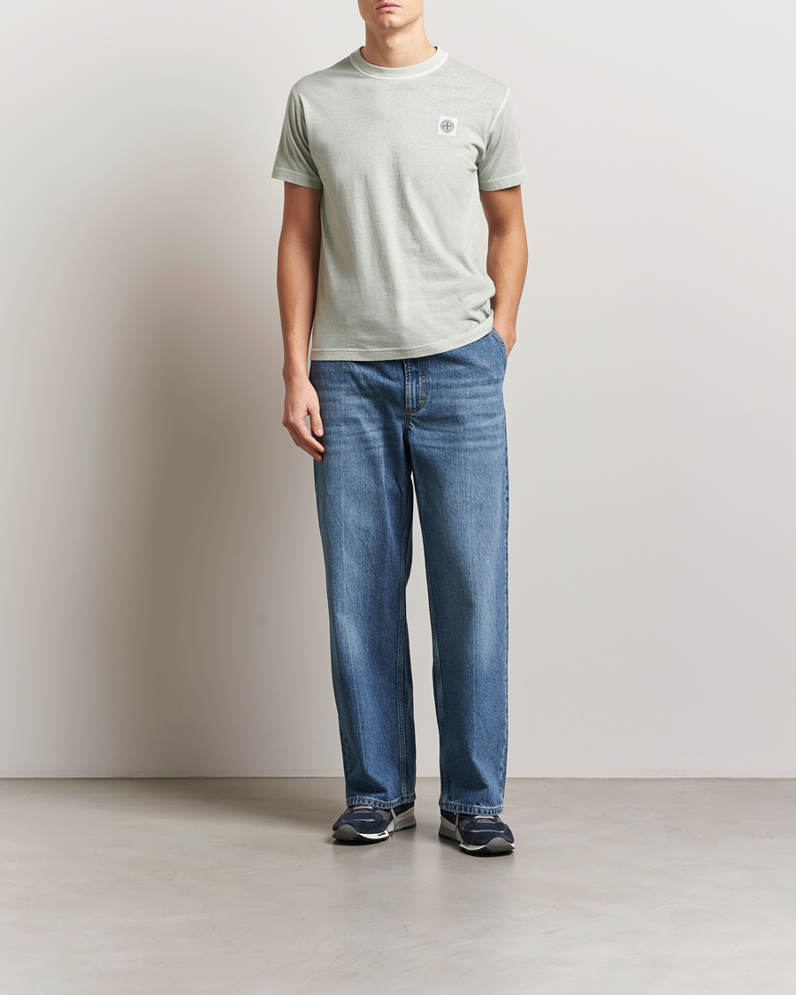 Heren | T-shirts | Stone Island | Organic Cotton Fissato Effect T-Shirt Grey Green