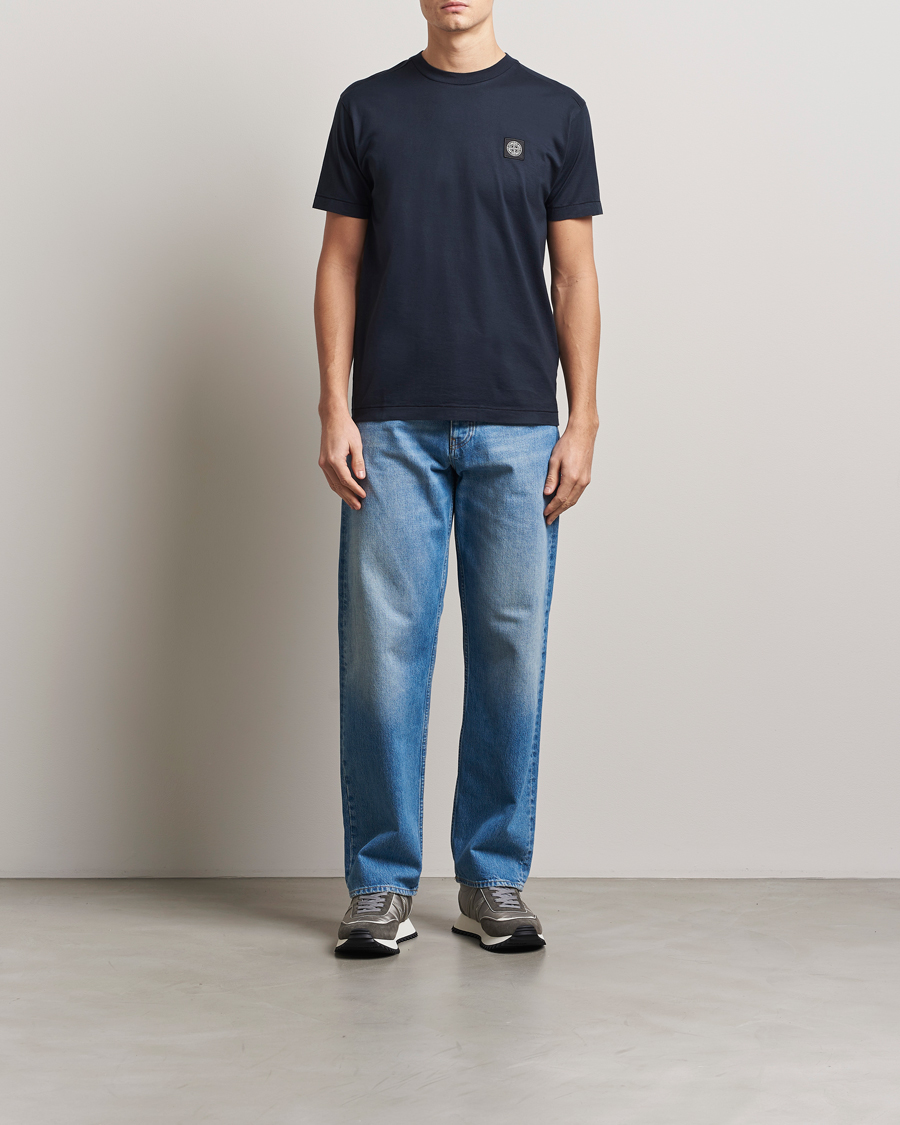 Heren | T-shirts | Stone Island | Garment Dyed Cotton Jersey T-Shirt Navy Blue