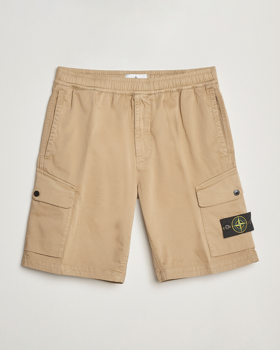 Heren | Korte broek | Stone Island | Organic Cotton Stretch Satin Drawstring Shorts Biscuit