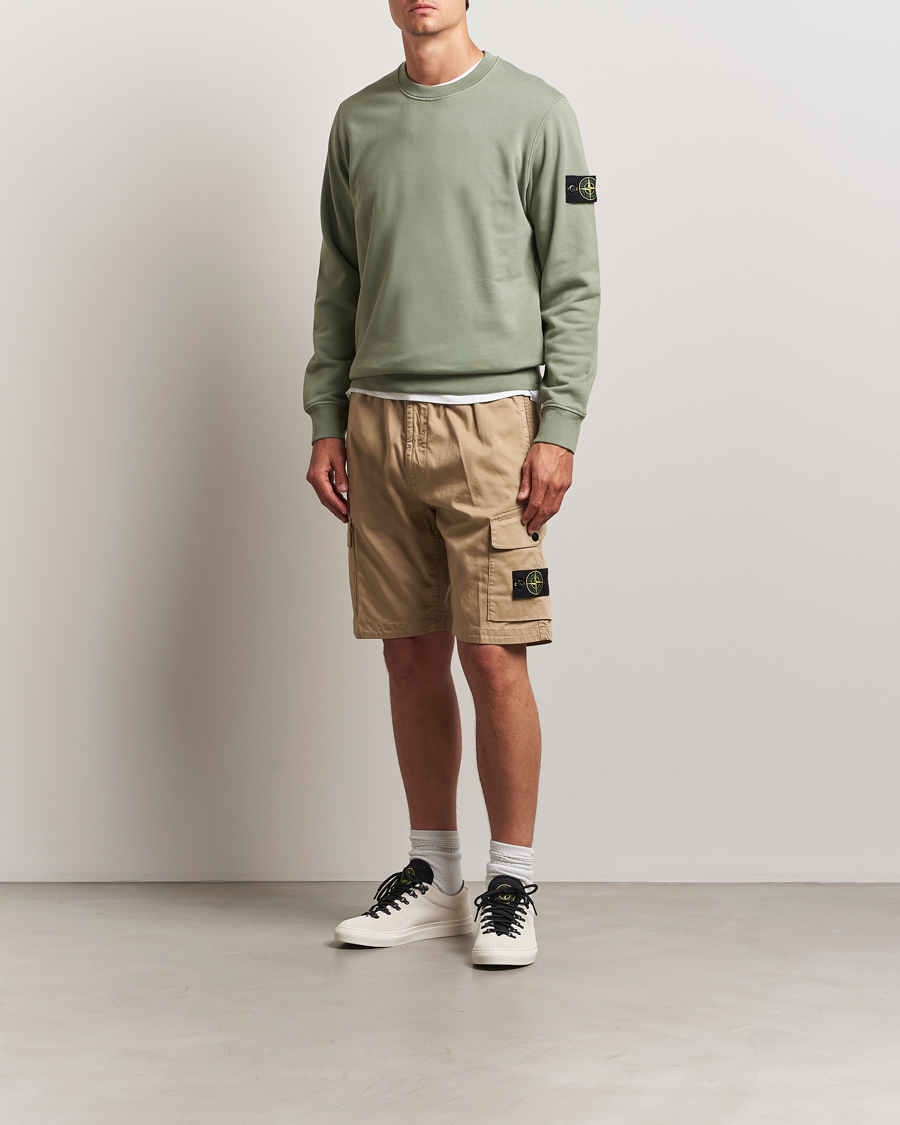 Heren | Korte broek | Stone Island | Organic Cotton Stretch Satin Drawstring Shorts Biscuit