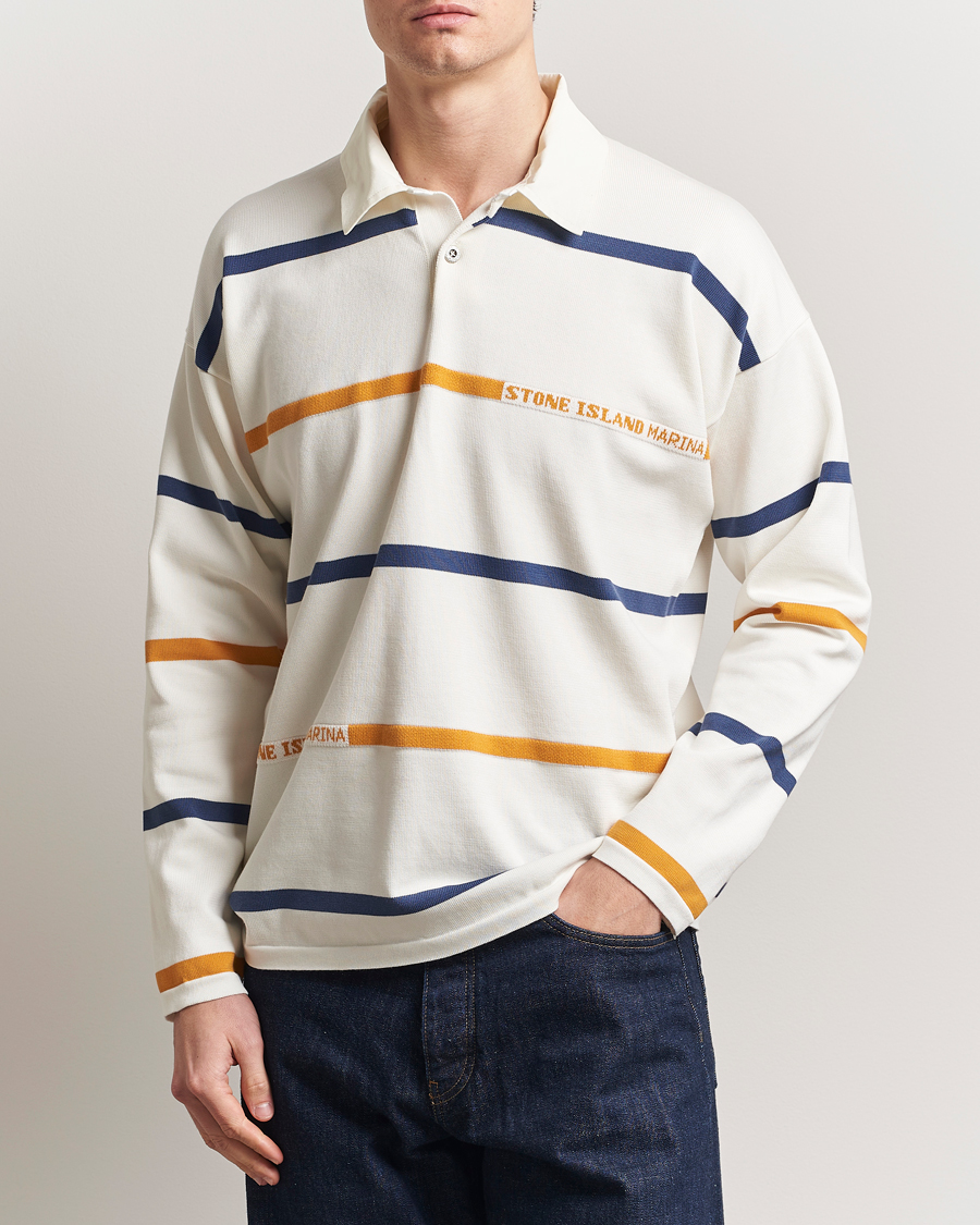 Homme | Pulls Et Tricots | Stone Island | Marina Striped Cotton Rugby Ivory