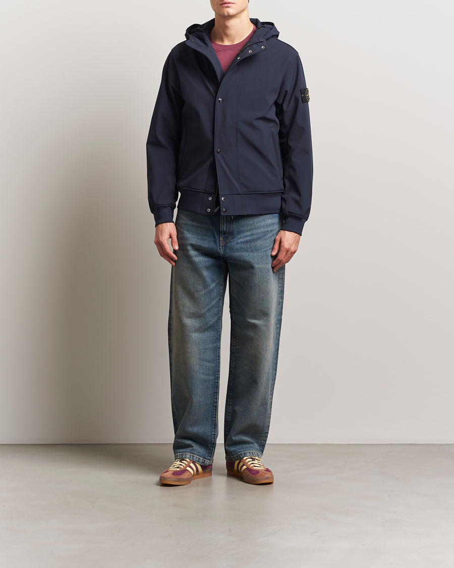 Heren | Jassen | Stone Island | Soft Shell Hooded Jacket Navy Blue
