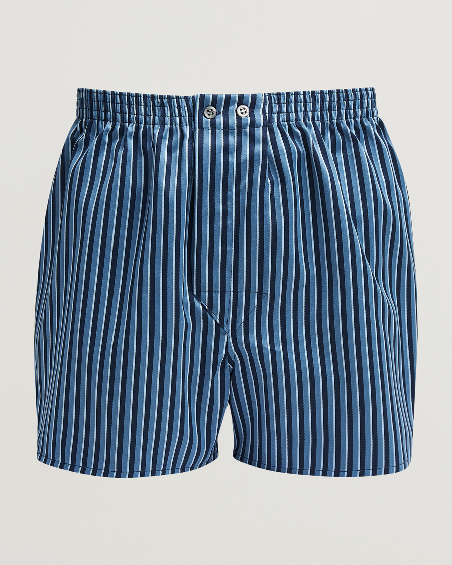 Homme | Sous-Vêtements Et Chaussettes | Derek Rose | Classic Fit Woven Cotton Boxer Shorts Navy/Blue