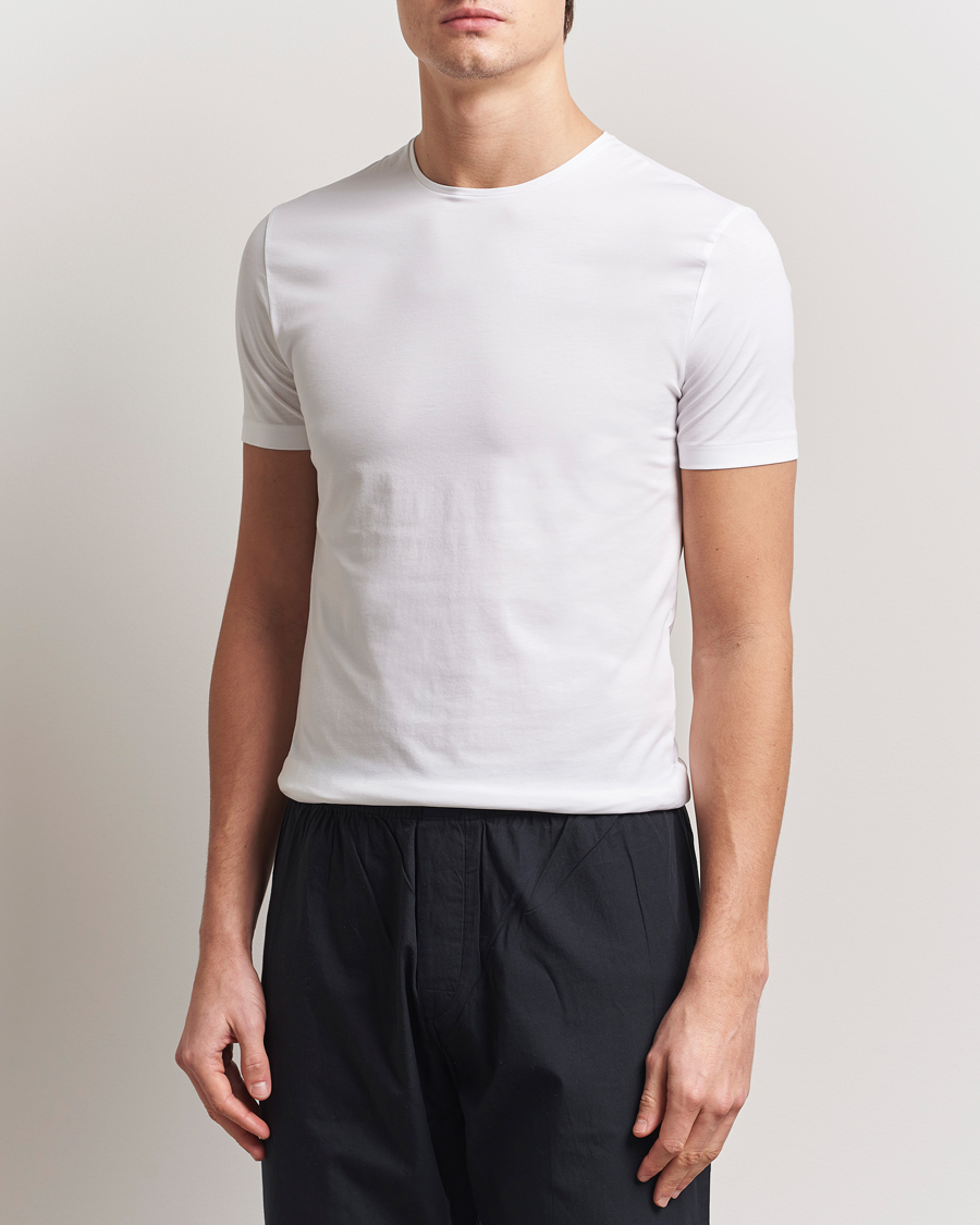 Heren | T-shirts | Derek Rose | Pima Cotton Crew Neck T-Shirt White