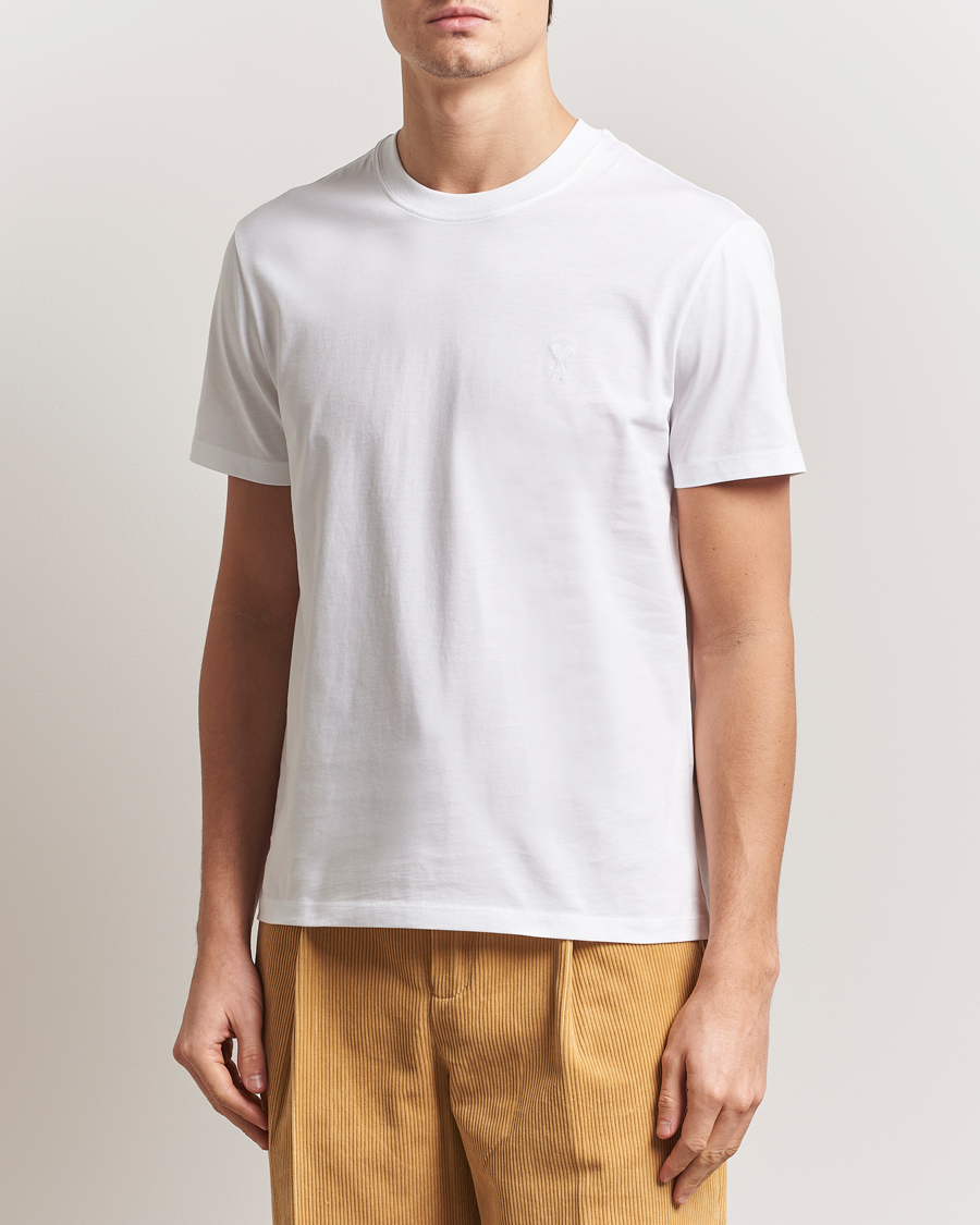 Heren | T-shirts | AMI | Tonal Heart Logo T-Shirt White