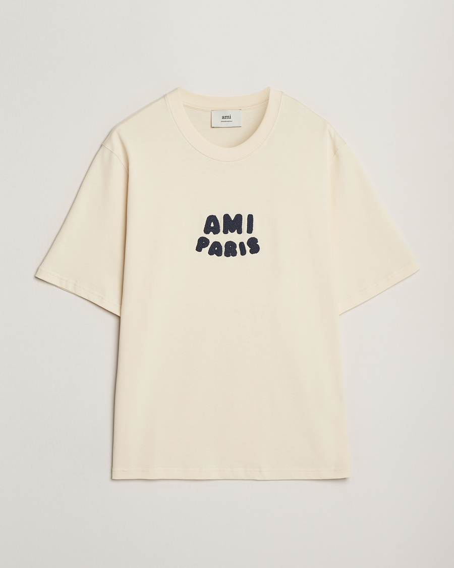 Heren | T-shirts | AMI | Paris Logo T-Shirt White Cream