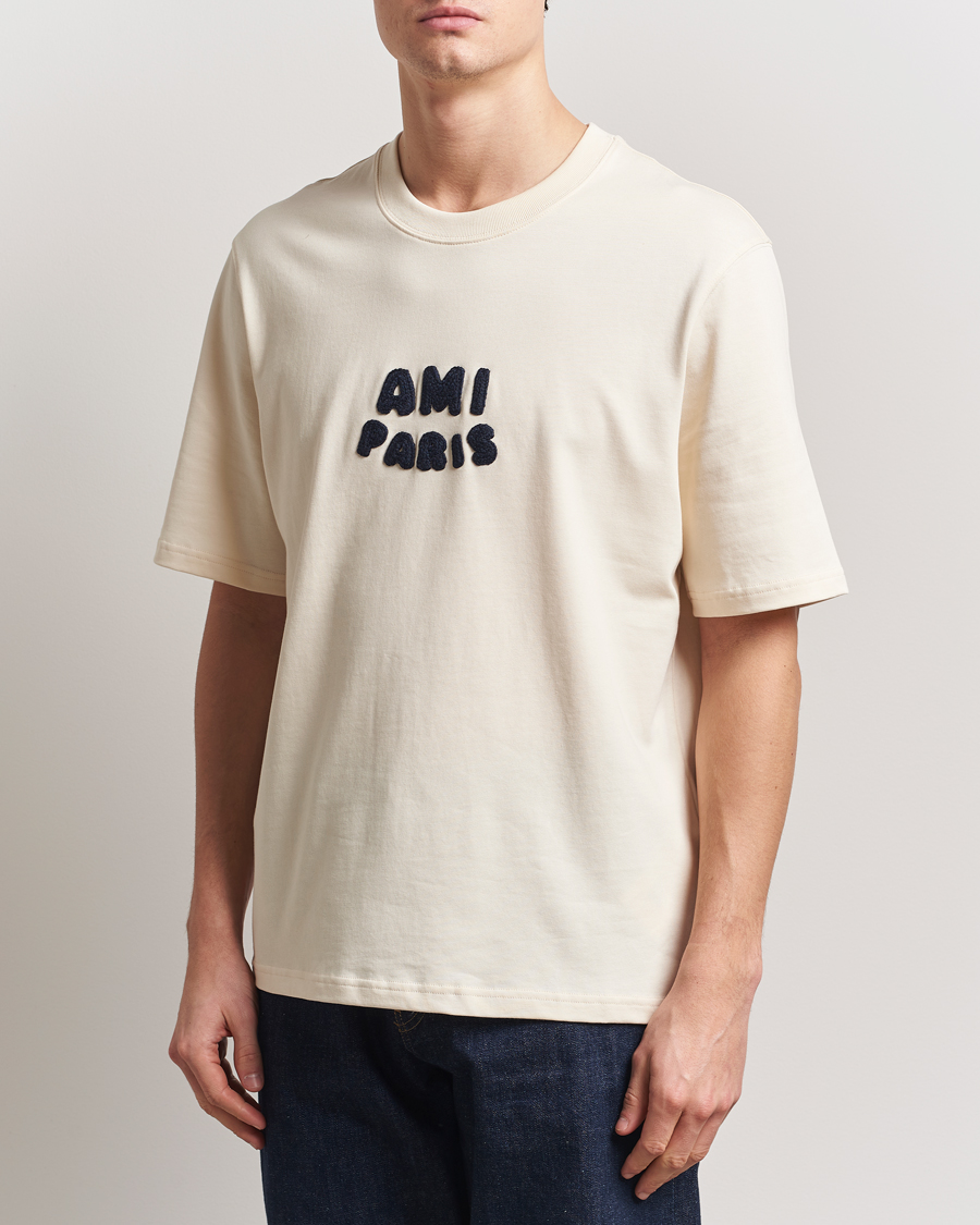 Heren | T-shirts | AMI | Paris Logo T-Shirt White Cream