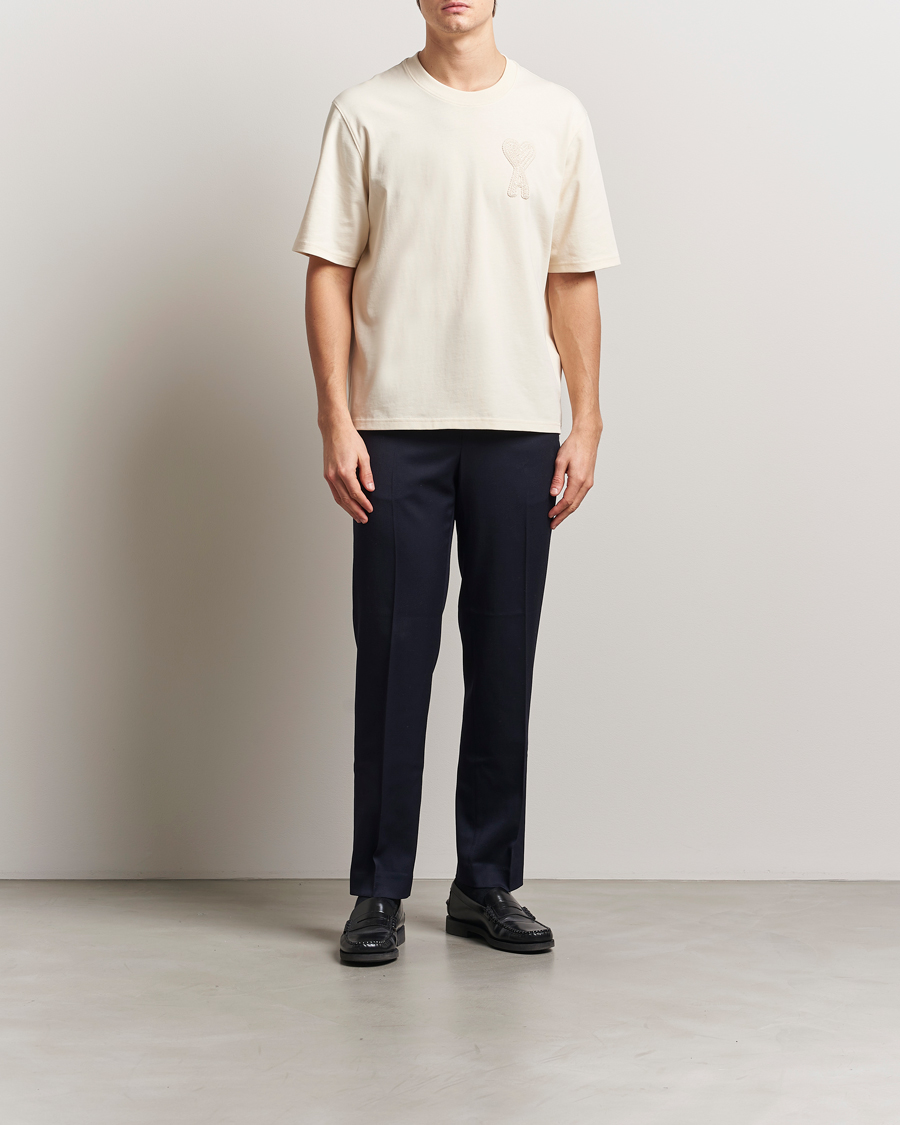 Homme | T-shirts | AMI | Bouclé Heart T-Shirt White Cream