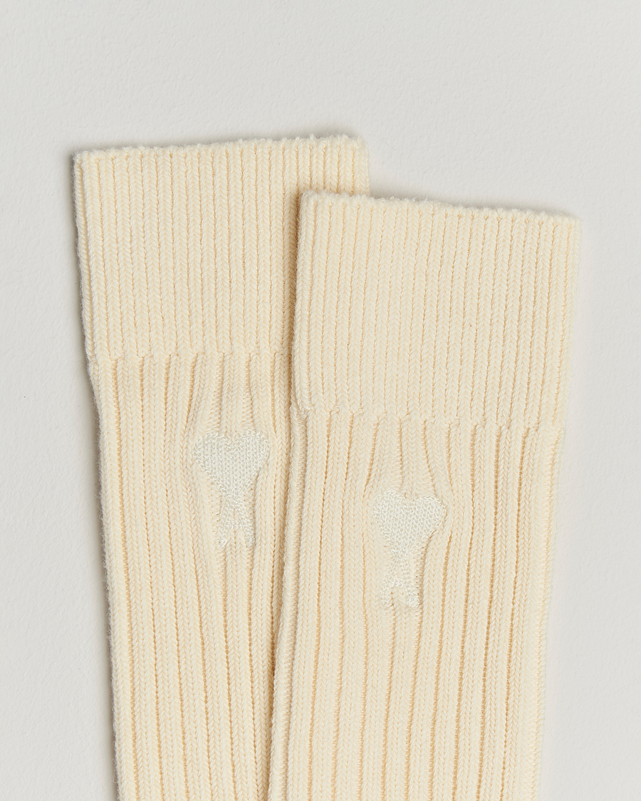 Homme | Sous-Vêtements Et Chaussettes | AMI | Logo Ribbed Sock Off White