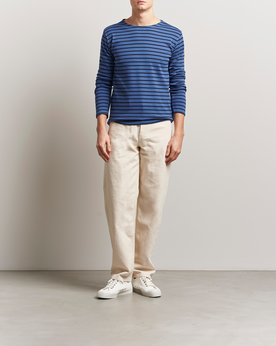 Homme | T-shirts | Armor-lux | Houat Héritage Stripe Long Sleeve T-Shirt Obscure/Deep Marine