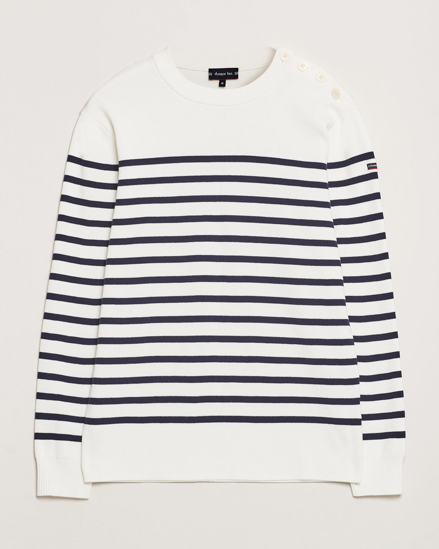 Heren | Truien | Armor-lux | Groix Striped Sweater Milk/Navy