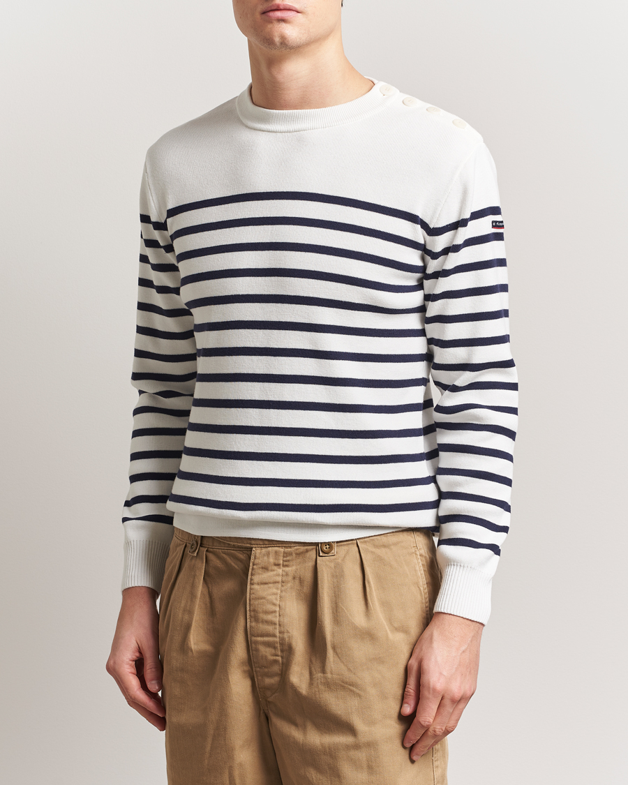 Heren | Truien | Armor-lux | Groix Striped Sweater Milk/Navy
