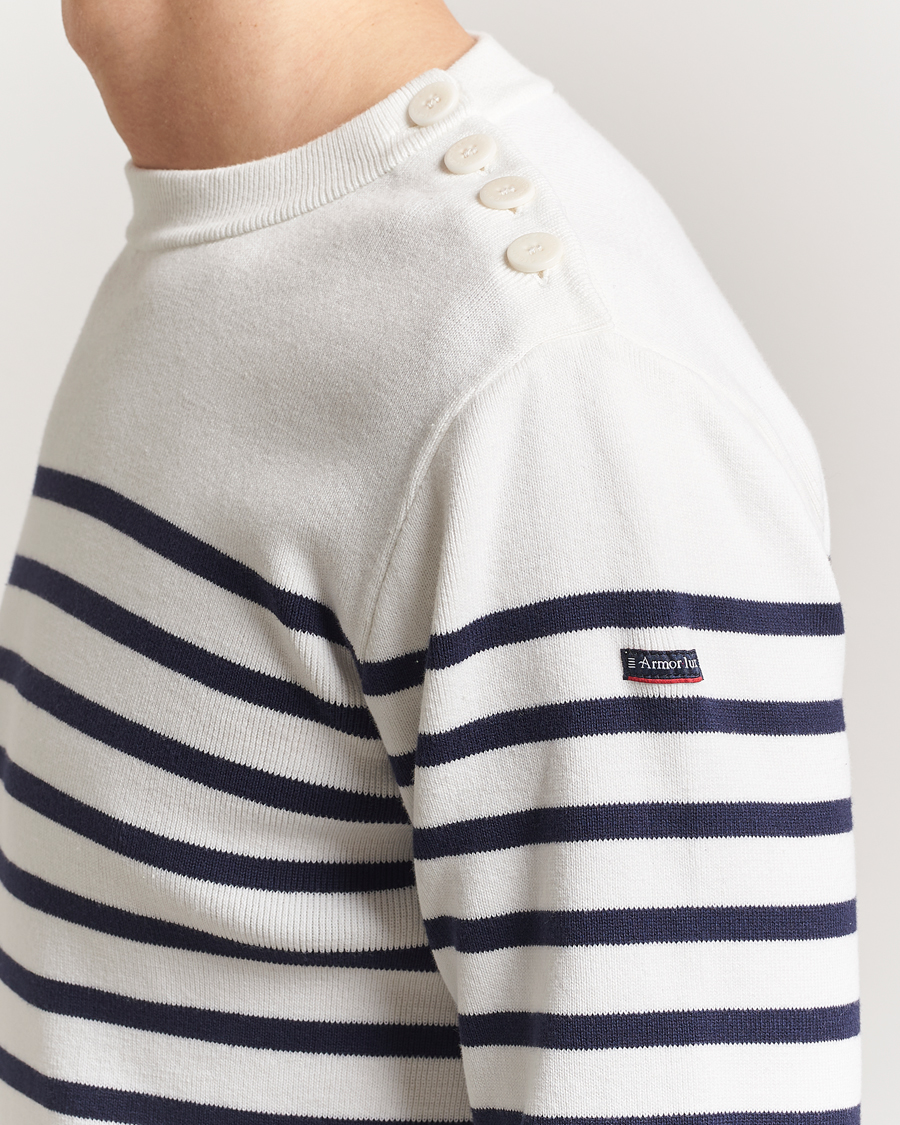 Heren | Truien | Armor-lux | Groix Striped Sweater Milk/Navy