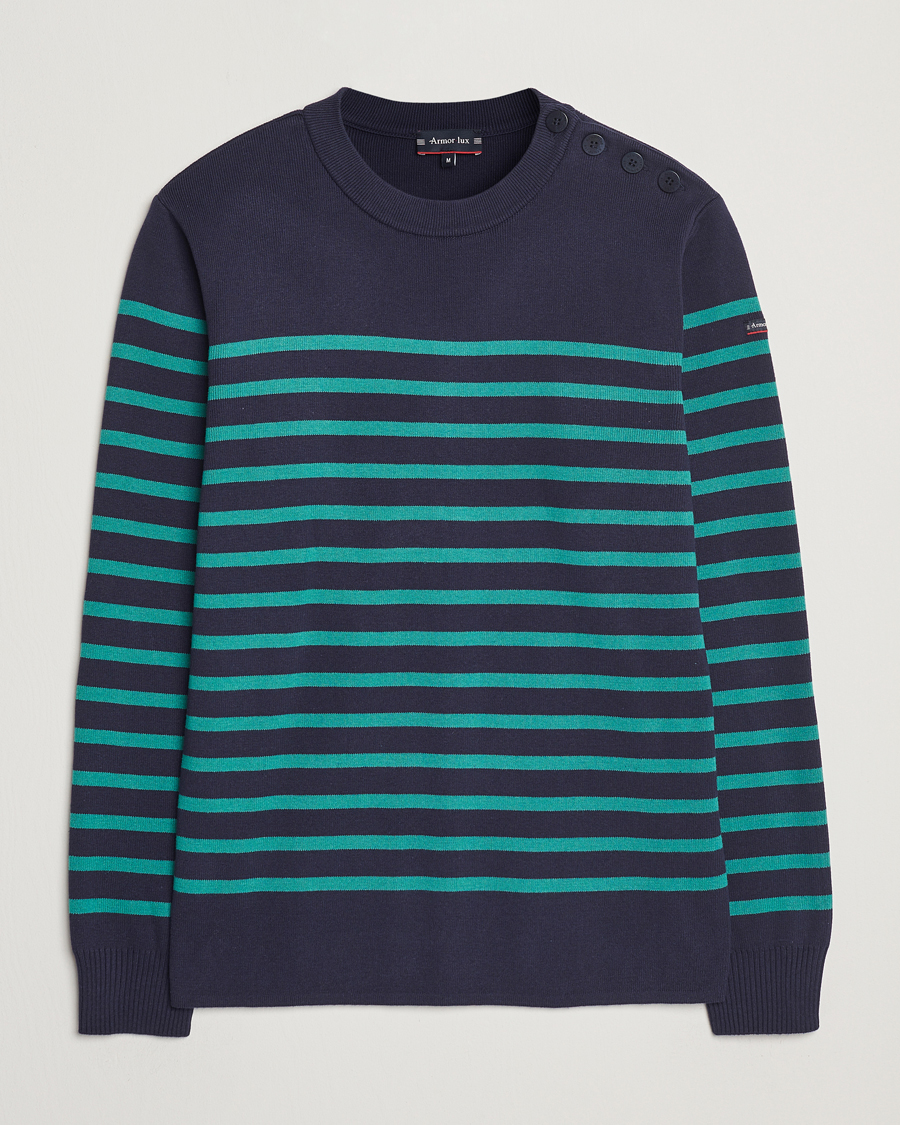 Heren | Truien | Armor-lux | Groix Striped Sweater Navy/Deep Jungle