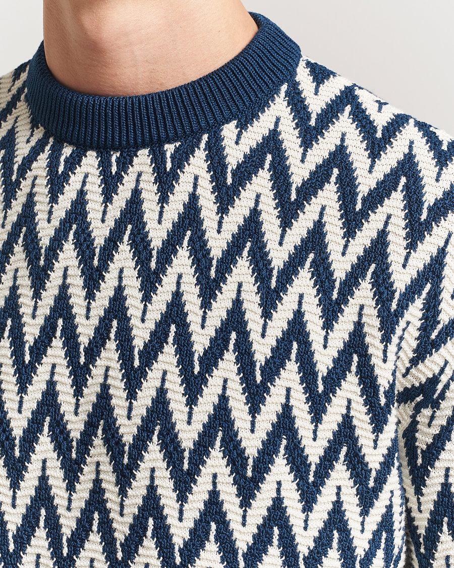 Heren | Truien | Lanvin | Chevron Sweater Petrol/Ecru