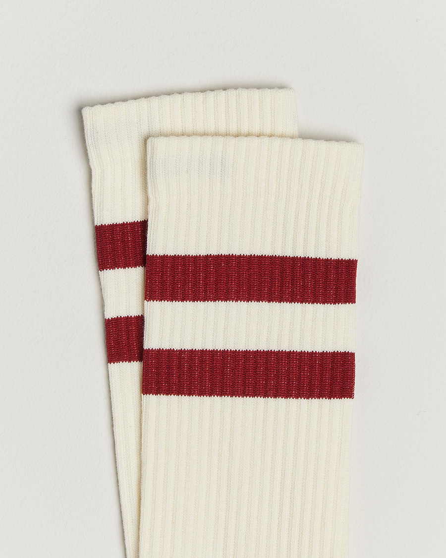 Heren | Ondergoed | Sweyd | 3-Pack Two Stripe Cotton Socks White/Red