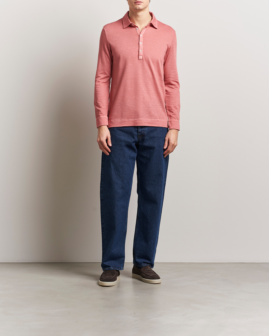 Homme | Pulls Et Tricots | Massimo Alba | Raya Long Sleeve Polo Coral