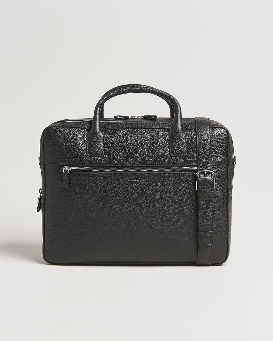 Heren | Tassen | Tiger of Sweden | Beridare Double Zip Leather Briefcase Black