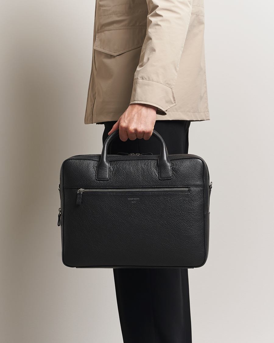 Heren | Tassen | Tiger of Sweden | Beridare Double Zip Leather Briefcase Black