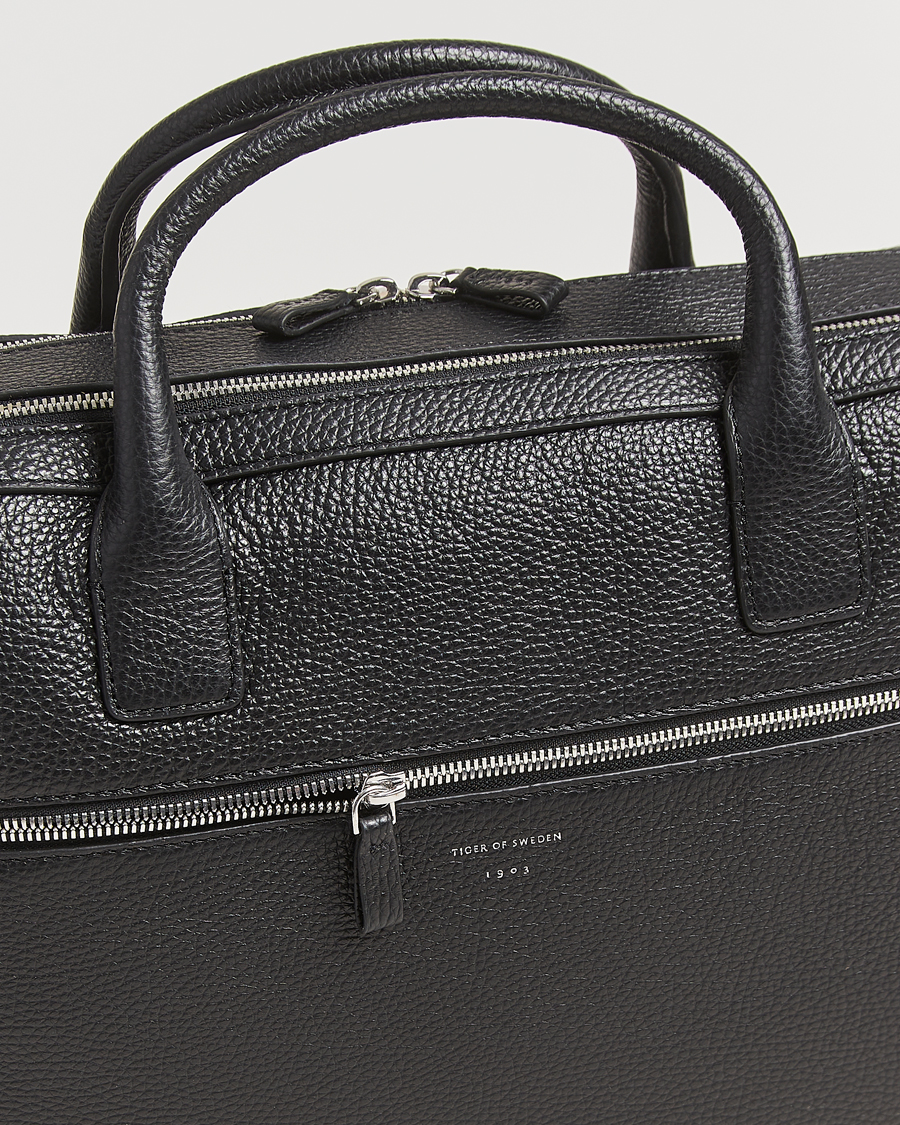Heren | Tassen | Tiger of Sweden | Beridare Double Zip Leather Briefcase Black