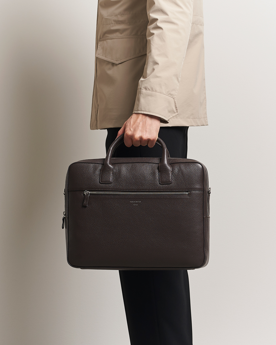 Homme | Tiger of Sweden Beridare Double Zip Leather Briefcase Dark Brown | Tiger of Sweden | Beridare Double Zip Leather Briefcase Dark Brown