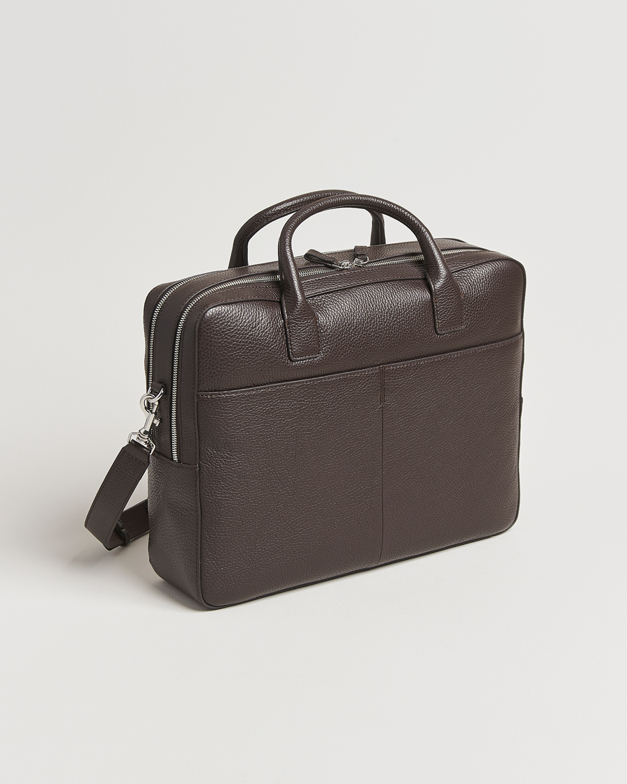 Homme | Tiger of Sweden Beridare Double Zip Leather Briefcase Dark Brown | Tiger of Sweden | Beridare Double Zip Leather Briefcase Dark Brown