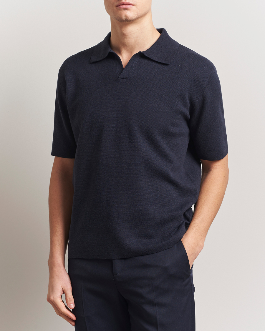 Homme | Polos | Tiger of Sweden | Maelon Cotton/Linen Polo Light Ink