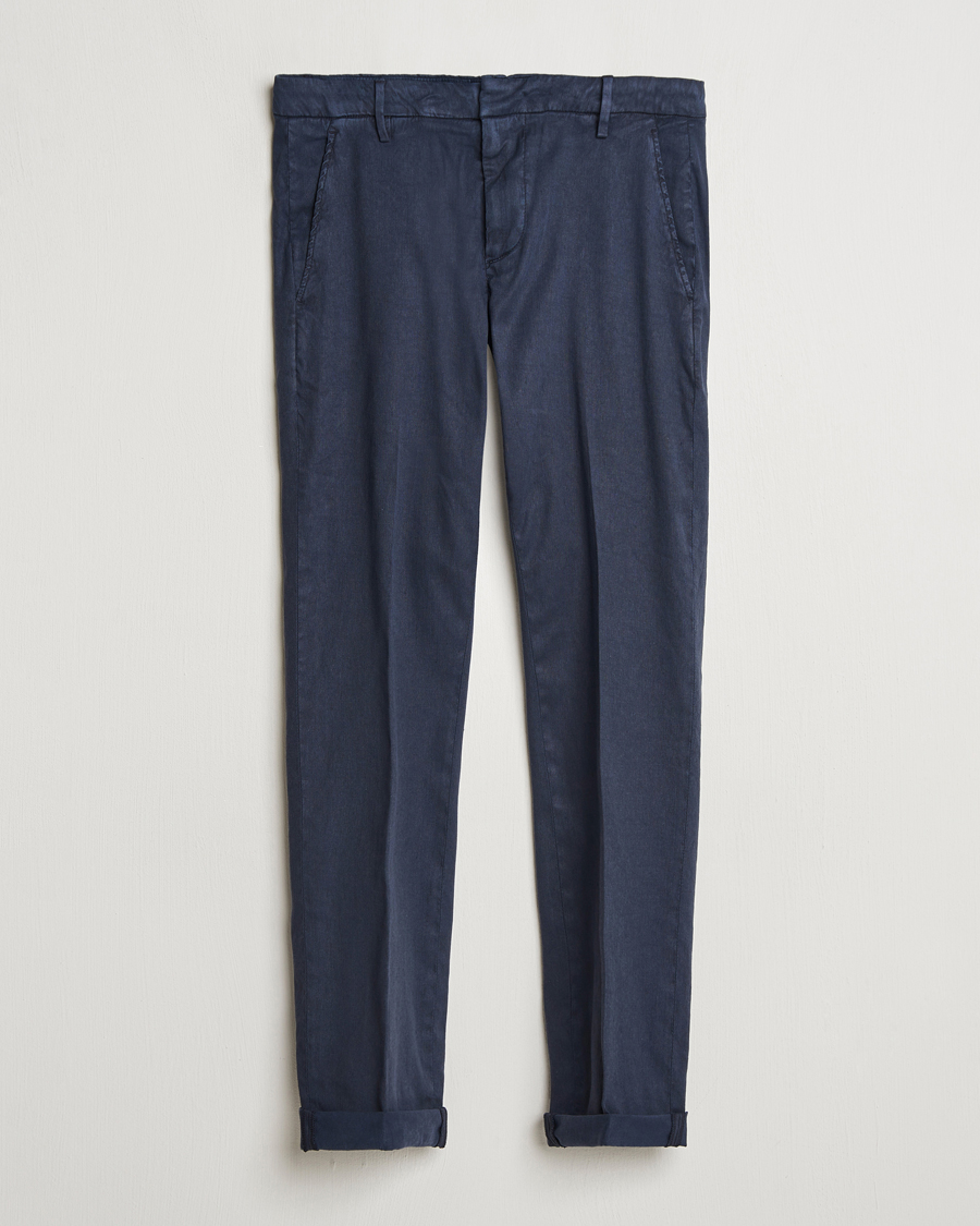 Heren | Broeken | Dondup | Gaubert Linen Stretch Chinos Navy