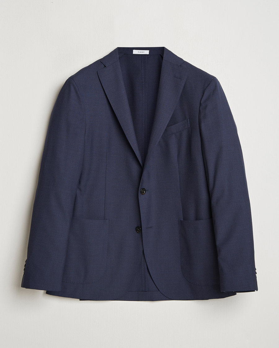 Homme | Blazers | Boglioli | K Jacket 14 Micron Wool Blazer Navy Check