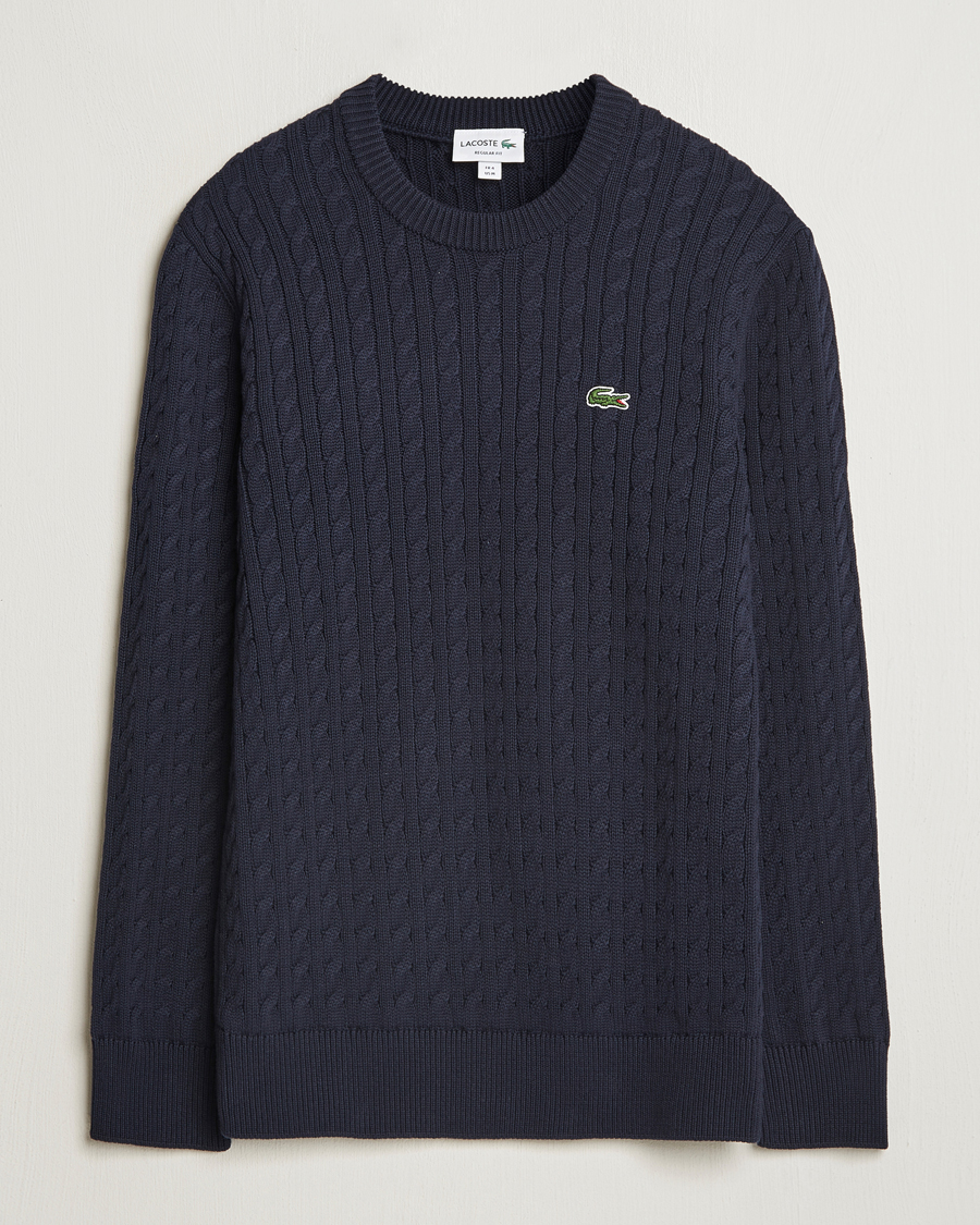 Heren | Truien | Lacoste | Cotton Cable Sweater Navy