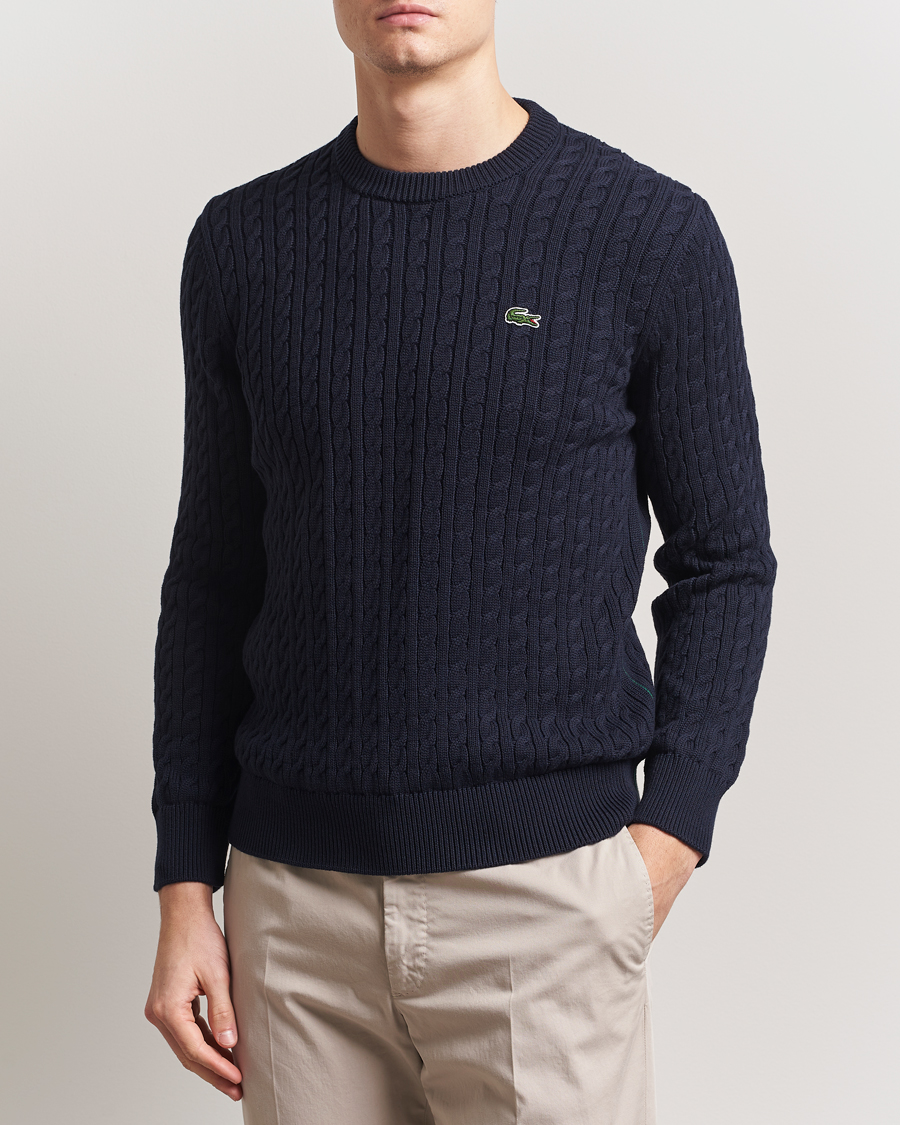 Homme | Pulls Et Tricots | Lacoste | Cotton Cable Sweater Navy Blue