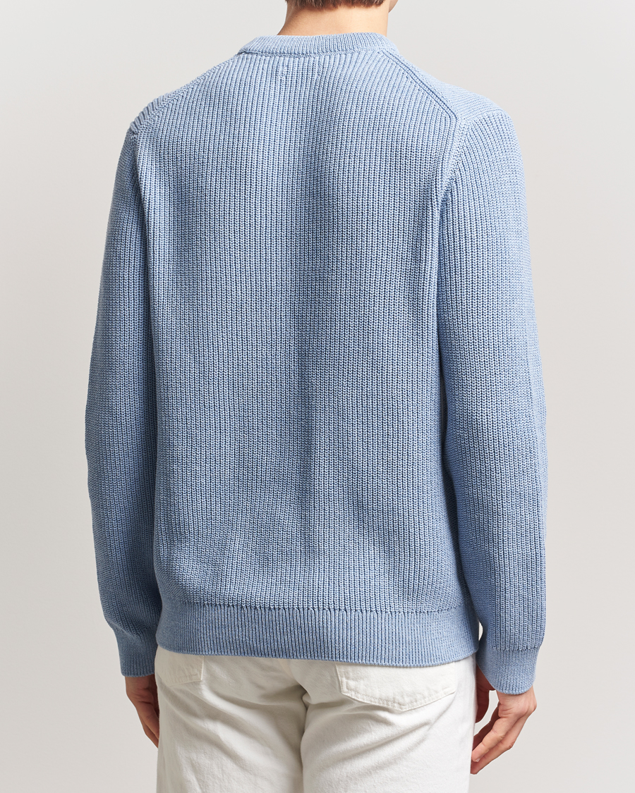 Heren | Truien | Nudie Jeans | Augusti Rib Cotton Sweater Blue Melange