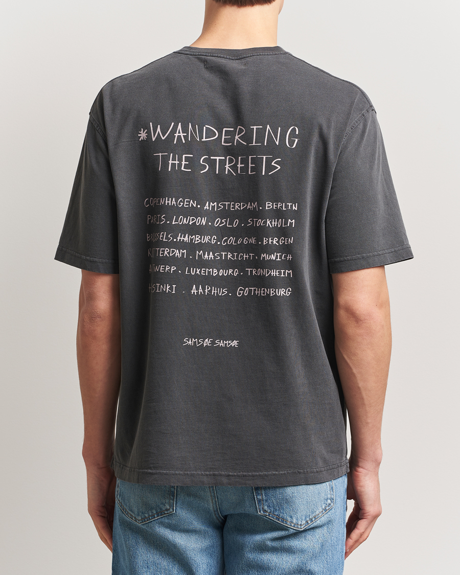 Homme | T-shirts | Samsøe Samsøe | Wandering Printed Crew Neck T-Shirt Washed Black