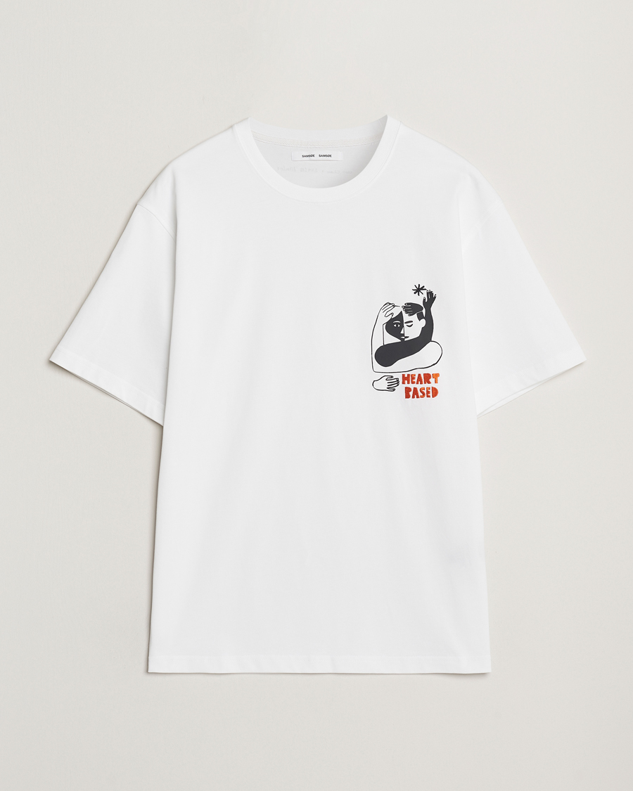 Heren | T-shirts | Samsøe Samsøe | Heart Printed Crew Neck T-Shirt White