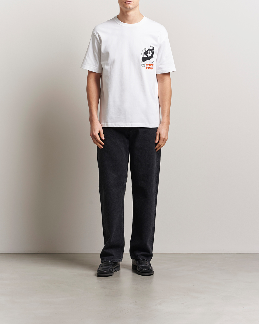 Heren | T-shirts | Samsøe Samsøe | Heart Printed Crew Neck T-Shirt White