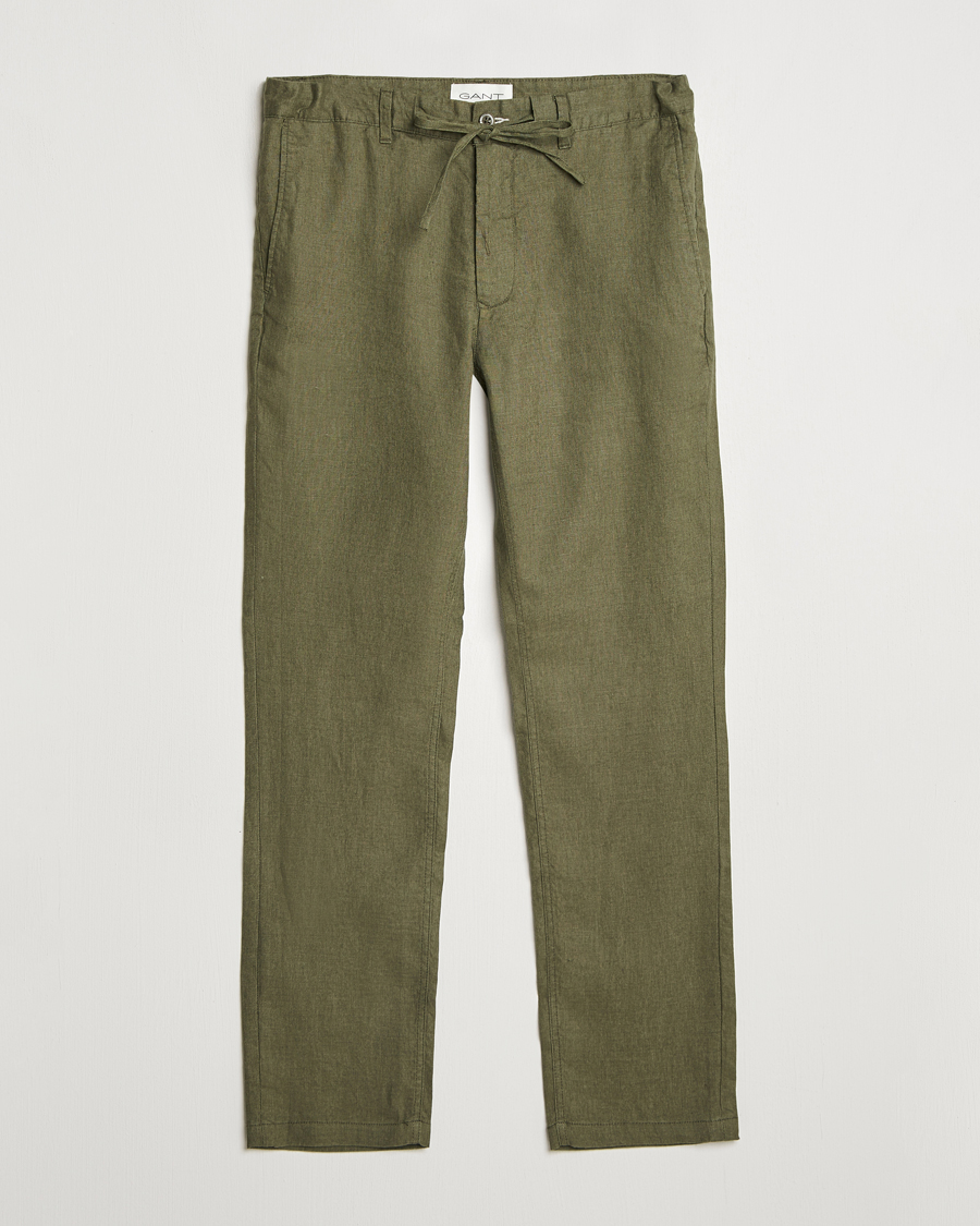 Heren | Broeken | Gant | Relaxed Linen Drawstring Pants Juniper Green