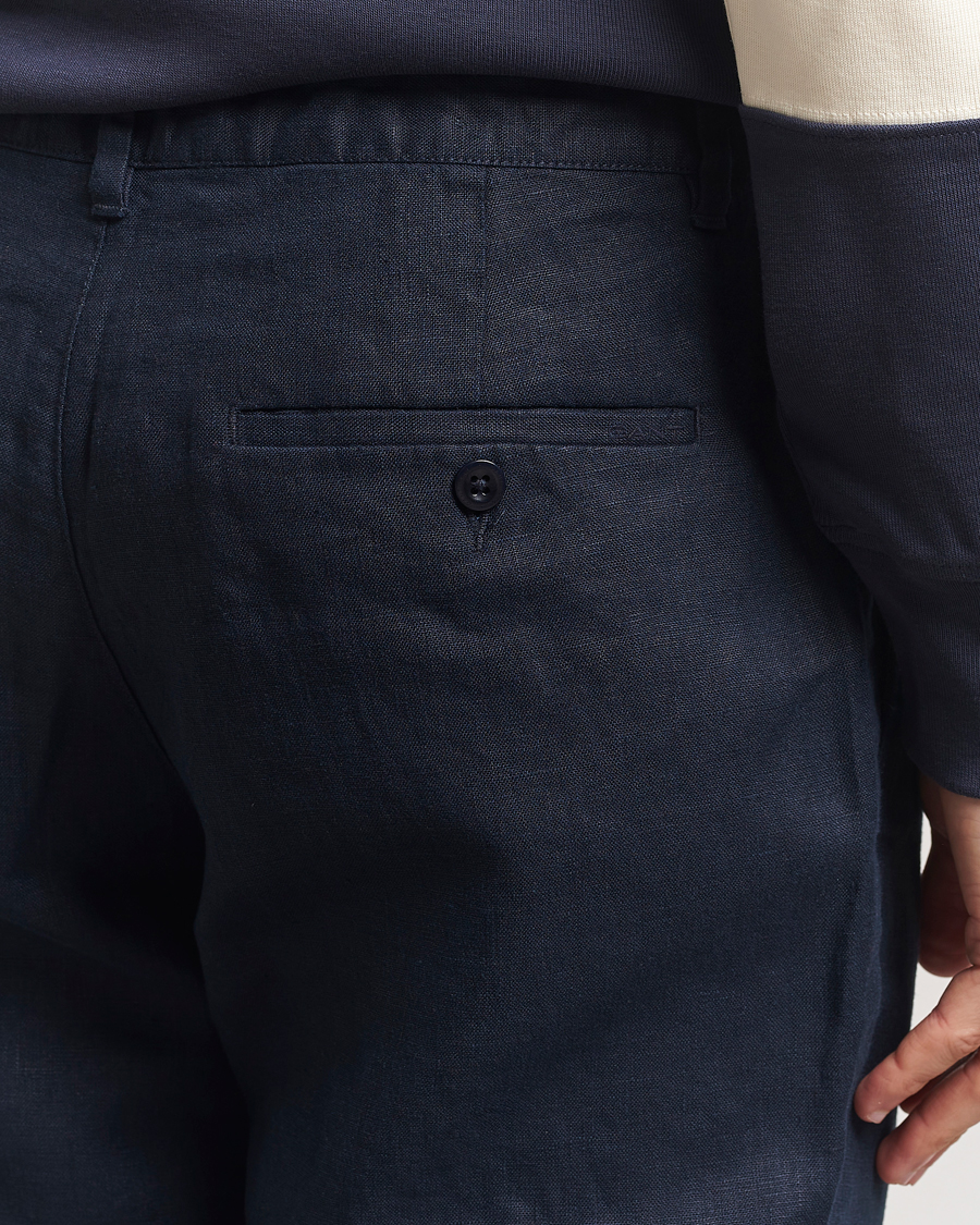 Heren | Broeken | GANT | Relaxed Linen Drawstring Pants Evening Blue