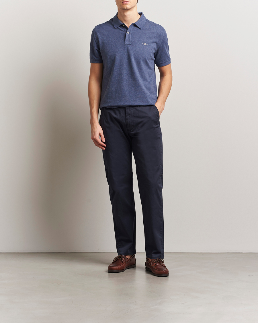 Heren | Polo's | Gant | The Original Polo Dark Jeans Melange