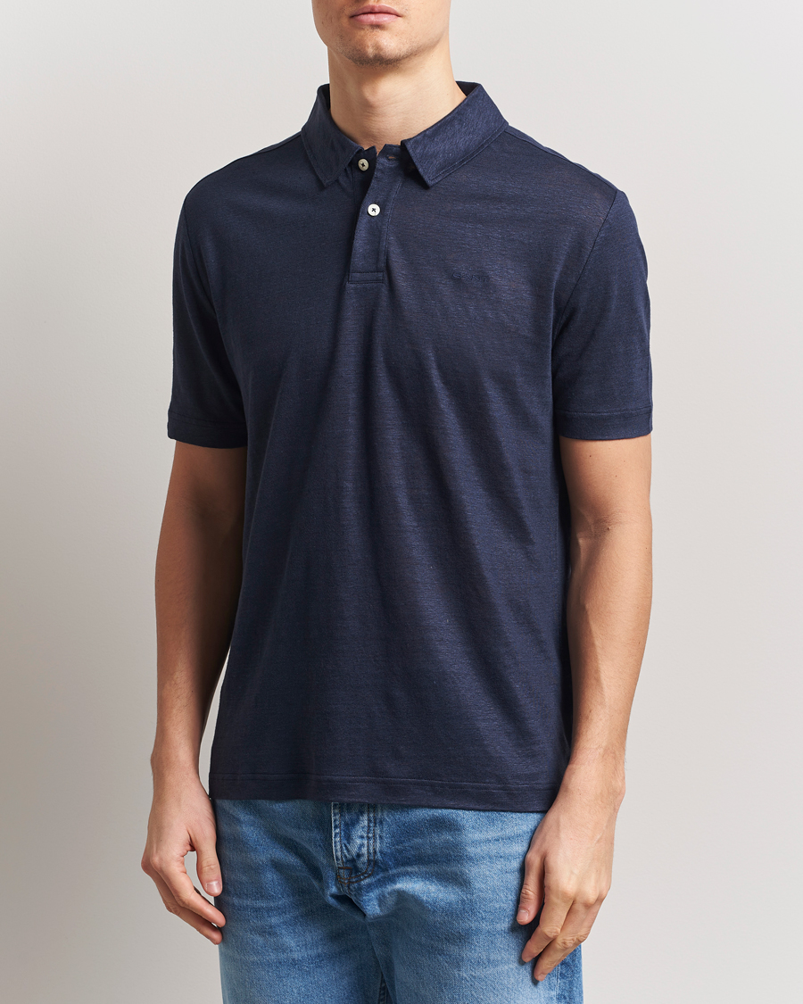 Heren | Polo's | GANT | Linen Polo Evening Blue