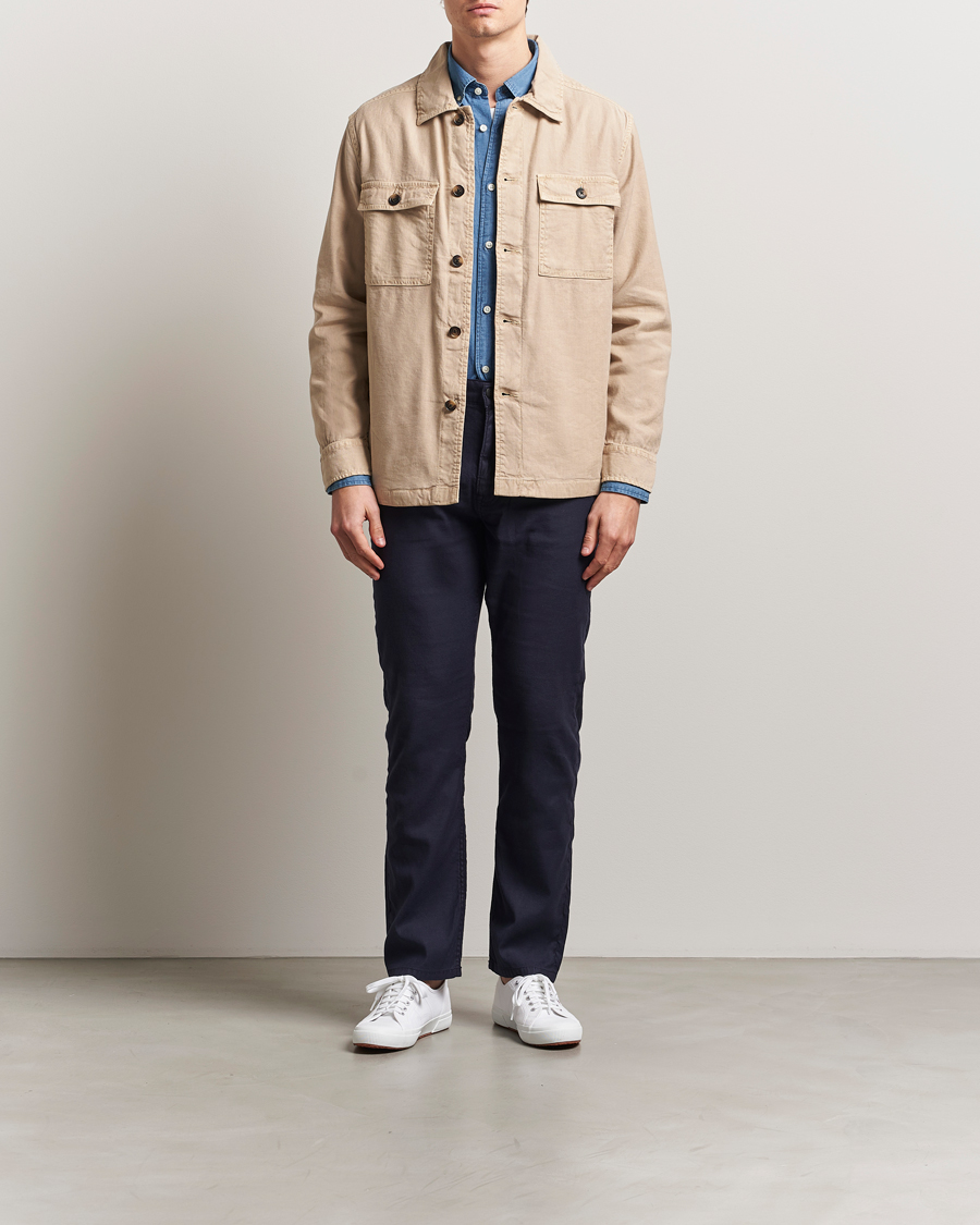 Homme | Chemises | GANT | Linen/Cotton Twill Overshirt Dry Sand