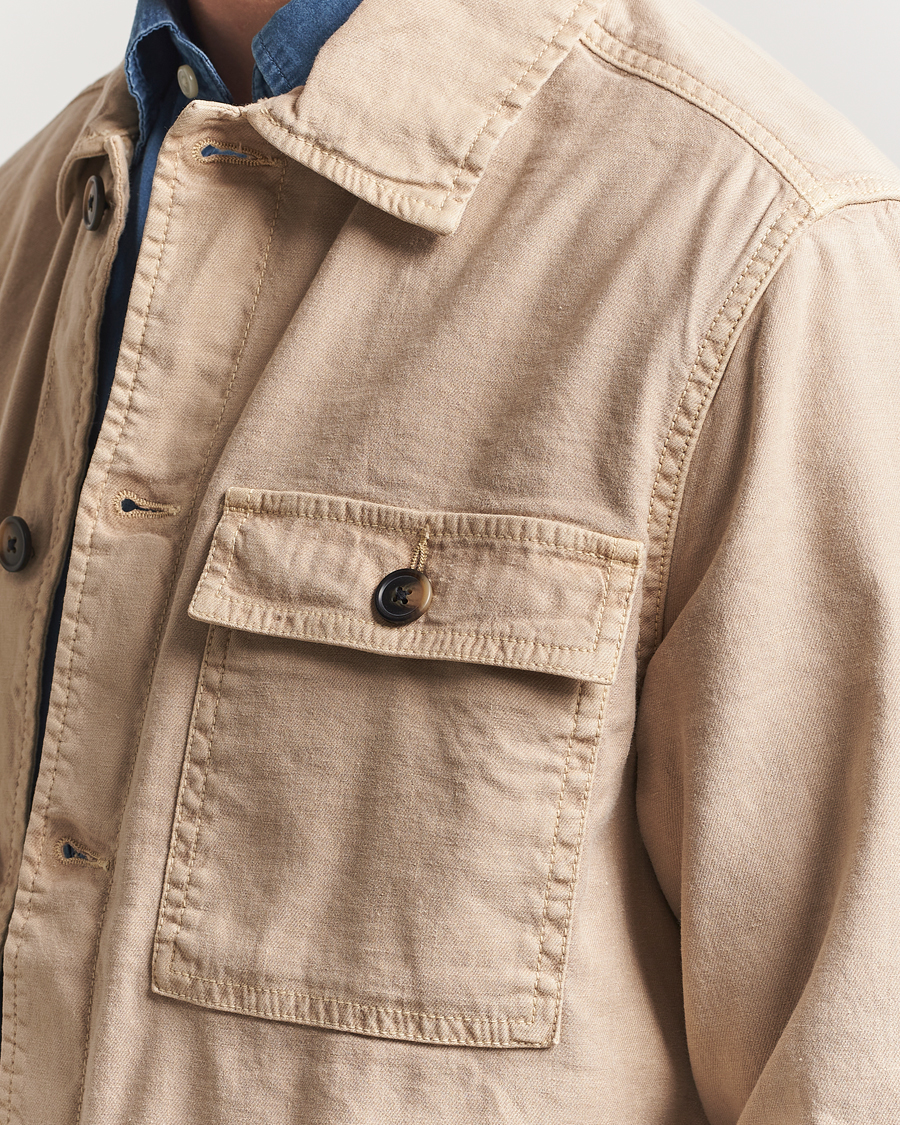 Homme | Chemises | GANT | Linen/Cotton Twill Overshirt Dry Sand