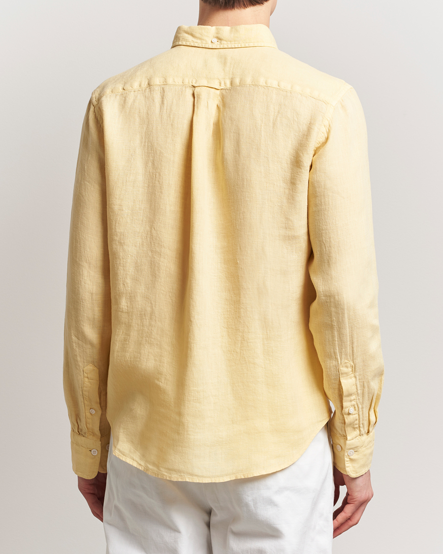 Homme | Chemises | Gant | Regular Fit Garment Dyed Linen Shirt Dusty Yellow