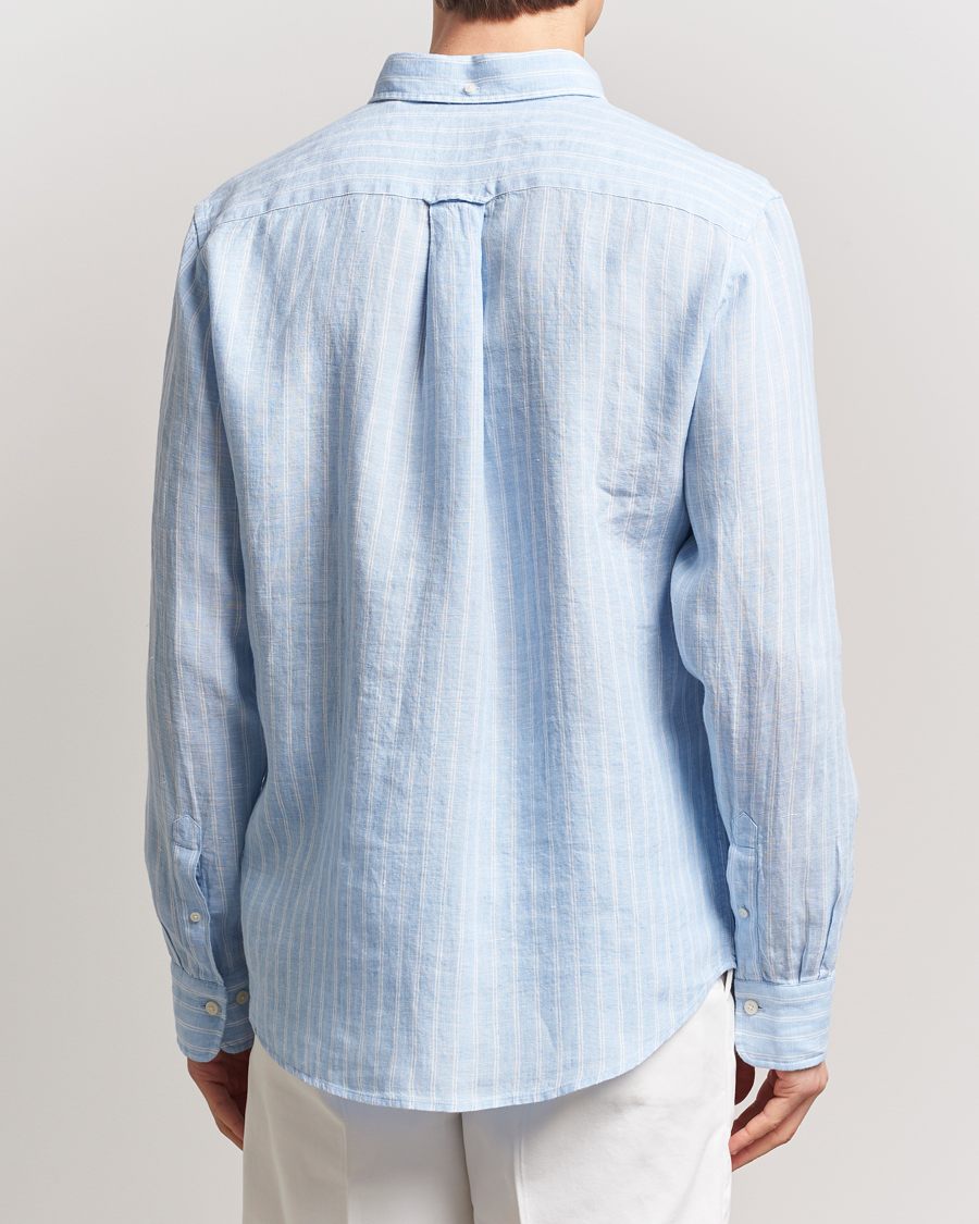 Heren | Overhemden | GANT | Regular Fit Linen Striped Shirt Capri Blue