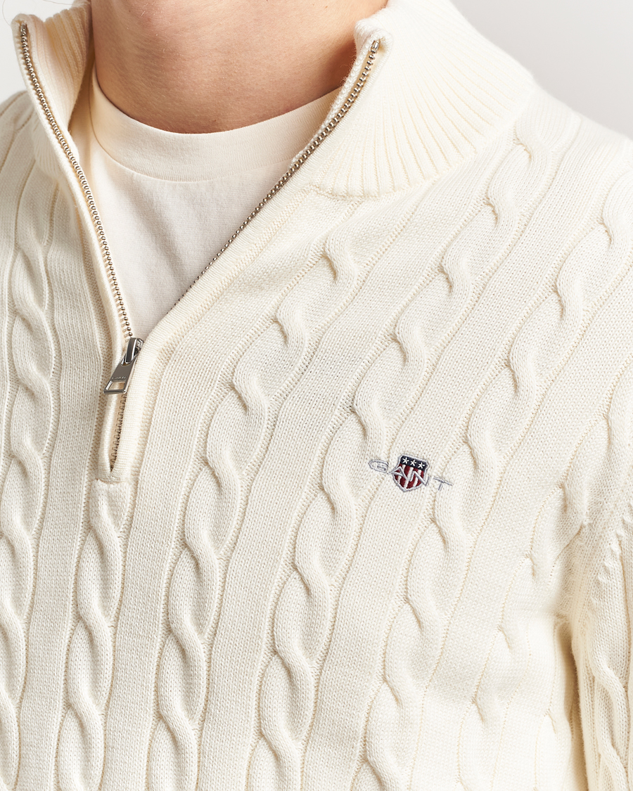Homme | Pulls Et Tricots | Gant | Cotton Cable Half Zip Cream