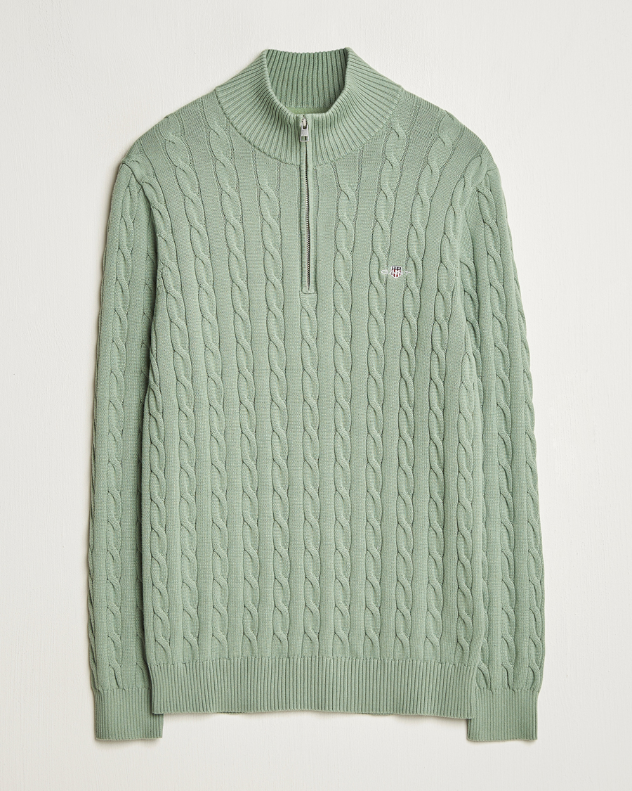 Homme | Pulls Et Tricots | GANT | Cotton Cable Half Zip Kalamata Green