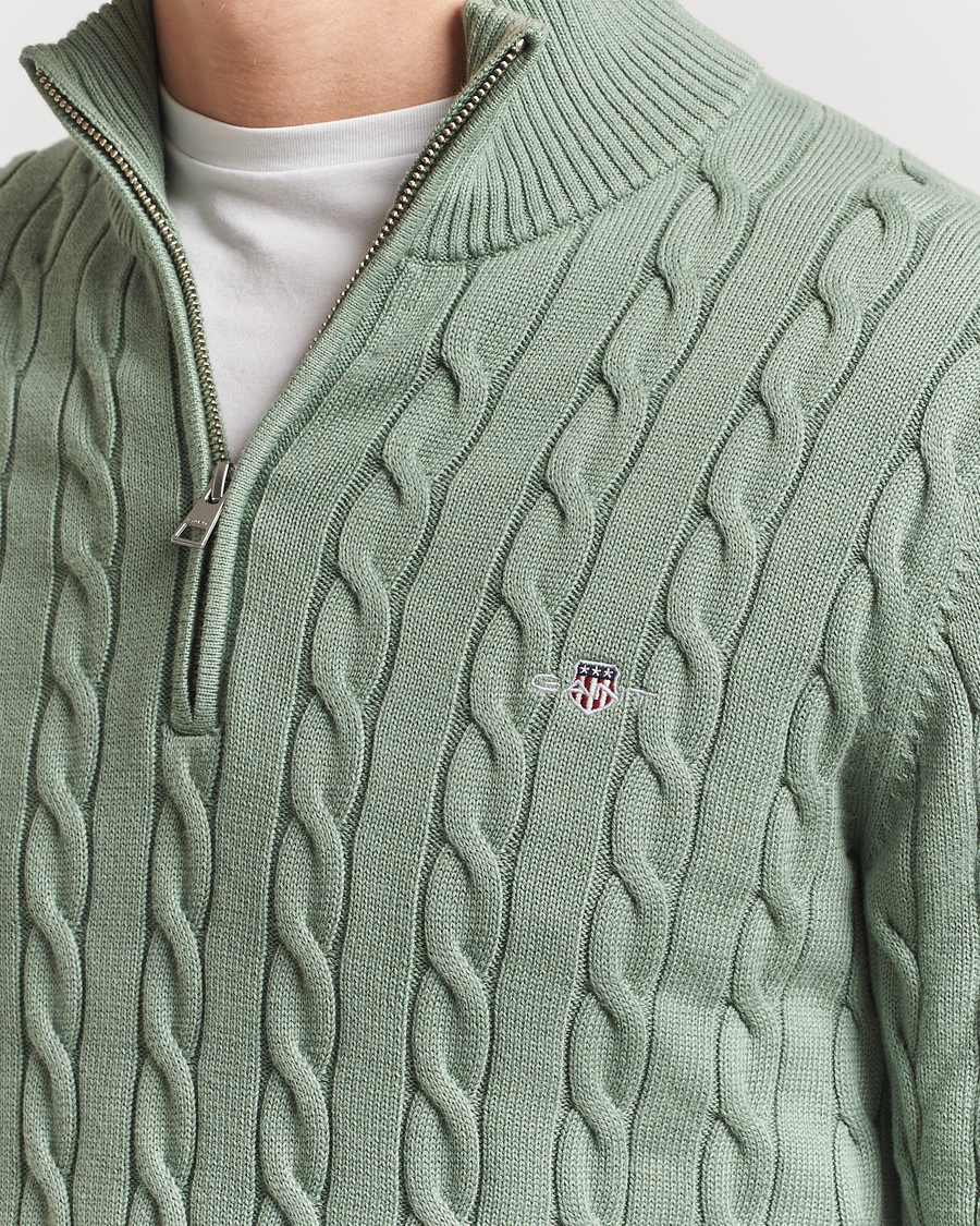 Homme | Pulls Et Tricots | GANT | Cotton Cable Half Zip Kalamata Green