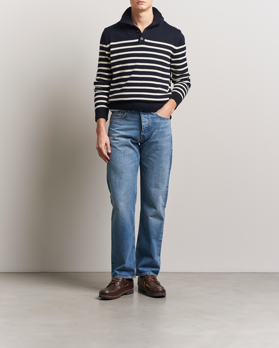Heren | Truien | GANT | Cotton Striped Knitted Sweater Evening Blue