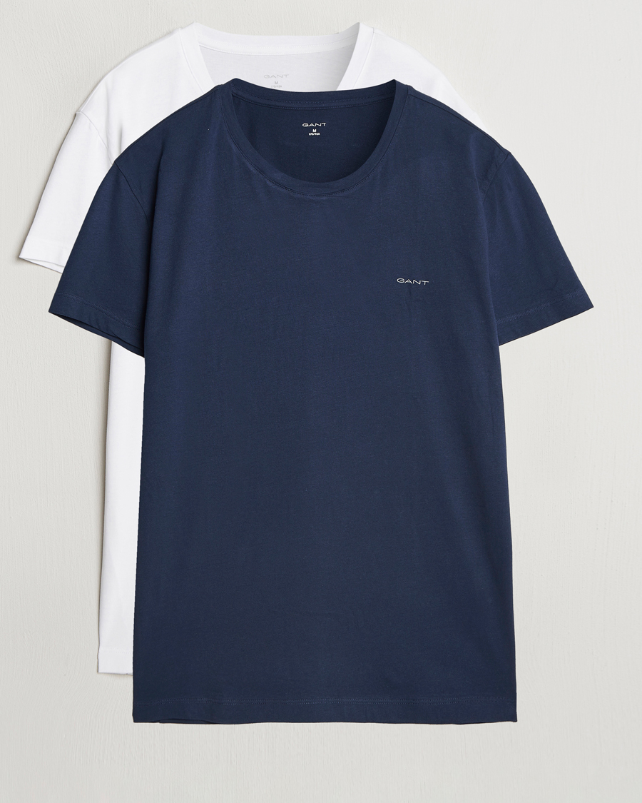 Homme | T-shirts | Gant | 2-Pack Crew Neck T-Shirt Navy/White