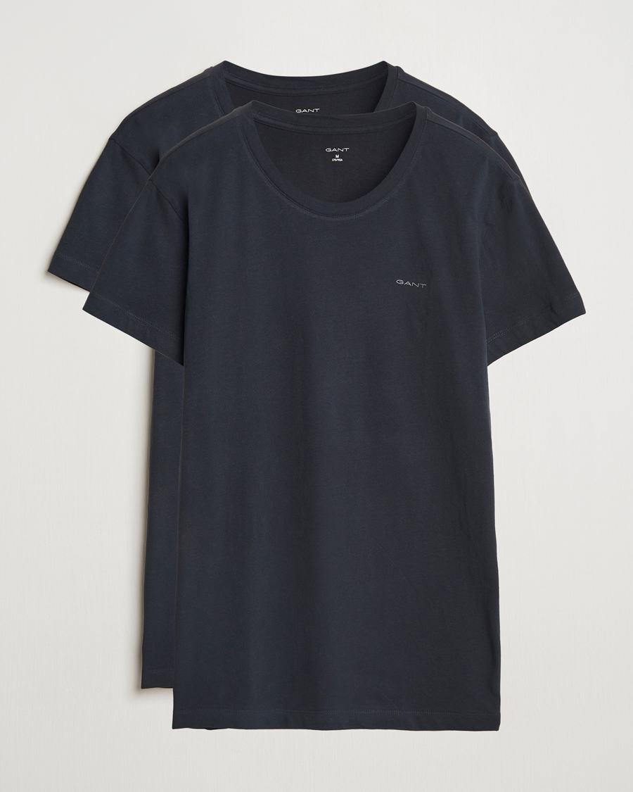 Heren | T-shirts | Gant | 2-Pack Crew Neck T-Shirt Black