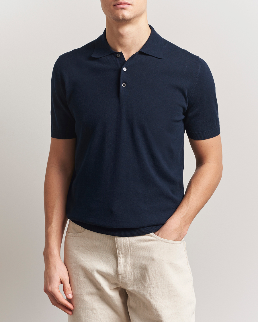 Homme | Polos | Altea | Short Sleeve Cotton Polo Navy